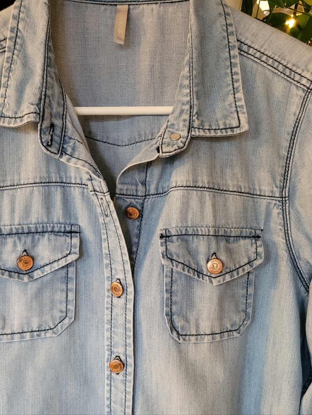 Light Blue Denim Shirt With Copper Buttons - Picture 3 of 4